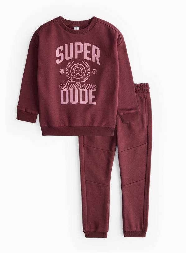 Burgundy Super Awesome Dude Sweatshirt & Joggers Set 1-2 years